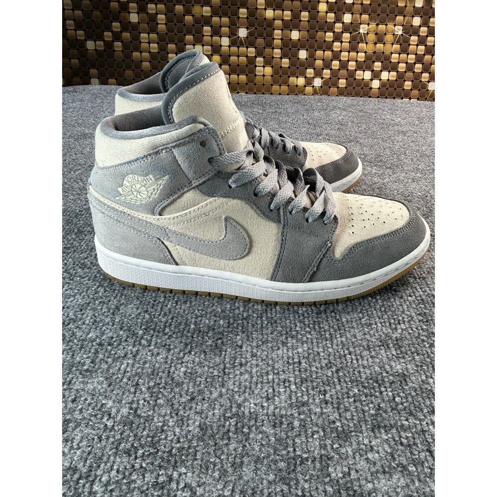Air Jordan 1 Mid SE Grey Fog Coconut Milk Canvas Suede Men's Size 8 - Picture 7 of 12
